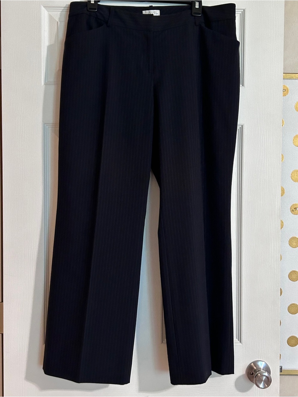 Tahari Black Pinstripe Dress Pants